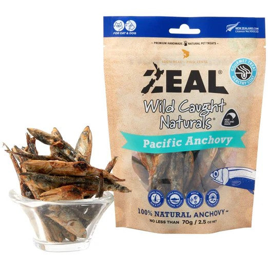 Zeal Wild Caught Naturals Pacific Anchovy 70g Dog & Cat Treats